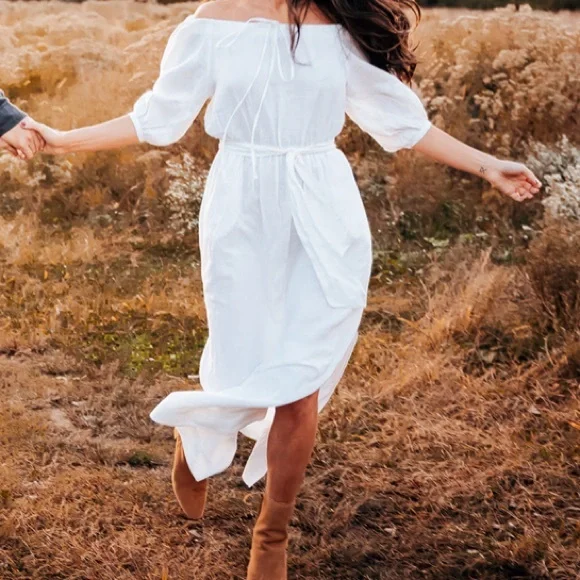 NWT Topshop Ivory Peasant Dress